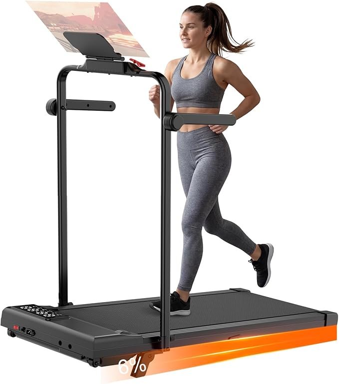 MJWW Under Desk Treadmill 3HP Foldable Walking Pad with Incline, APP & Remote Control, 1–12 km/h Smart AI Fitness & HIIT Modes, 136kg Capacity Home Office Treadmill