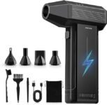 Electric Compressed Air Cleaner 150000RPM Cordless Air Duster with LED Light – 3 Speed Adjustable, USB Rechargeable 6000mAh Battery Mini Air Blower for PC, Laptop, Keyboard & Car Cleaning