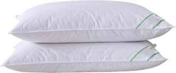 Luxury Goose Feather & Down Pillow Pair – 50% Down Filling, 100% Cotton Cover, Soft & Supportive Hotel Quality Standard Size Pillows (Pack of 2)
