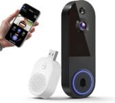 1080P Wireless Doorbell Camera with Receiver, Night Vision, 2-Way Audio, Cloud Storage, AI Human Detection, Live View, Batter