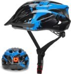 Cycle Helmet Adults, Lightweight Bike Helmet with Light, Adjustable Mountain & Road Bicycle Helmet, 18 Vents with Adjustable Strap & Detachable Visor for Men Women 57-62cm