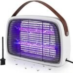 Electric Fly Zapper Indoor, 12W Mosquito Killer Lamp with Dual LED UV Tubes, Safe Anti-Touch Grid 1cm Gap, Removable Tray