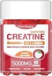 Creatine Monohydrate 5000mg Gummies – Sugar Free Muscle Support Supplement with Electrolytes & Vitamin D3 | Strawberry Flavour Chewable Creatine for Athletes & Fitness