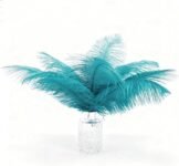 Ostrich Feathers for Crafting Natural Bulk 10pcs 12-14inch(30-35cm) Soft Fluffy Orange Feathers Perfect DIY for Vase Fillers Wedding Decor (Peacock Blue) Brand: Fenisonavy