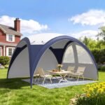 Aoxun 3.5m x 3.5m Dome Shelter with Sides, Camping Gazebo for Garden Parties, Festivals & Outdoor Events Shelter, Tent with Travel Bag, Waterproof 4000mm, UPF50+ UV Sun Protection, Blue