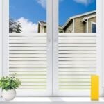 Window Film Privacy Frosted Stripe 44.5×200 cm – Static Cling Opaque Decorative Glass Window Film, No Glue UV Protection Privacy Cover for Home Office Kitchen Bathroom