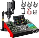 Podcast Microphone Bundle with Live Soundboard Audio Mixer, P15 Condenser Microphone Kit for PC & Phone, Voice Changer, Denoise, Live Streaming, Gaming, Singing & Recording