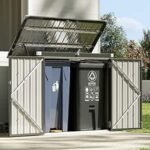 Aoxun 5×2.6ft Metal Garden Shed, Storage Shed with Chain Lid, Waterproof Openable Front & Top Doors, Sheds and Outdoor Storage Ideal for 2 Trash Bins, Toys, Garden Tools (Bla
