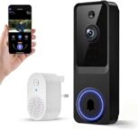 Smart Wireless Video Doorbell Camera with HD 1080P, Two-Way Audio, Night Vision, Motion Detection, App Control, Battery Powered Security Doorbell for Home