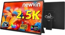 Portable Monitor 2.5K 16” HDR – Ultra-Slim Vertical USB-C HDMI External Display for Laptop, MacBook & Phone | Newwin