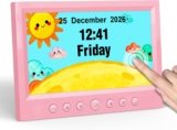 fun and practical kids’ digital alarm clock designed to make bedtime and morning routines easier. Featuring a large 7-inch touchscreen, customizable reminders, countdown timers, soothing sounds, and cute cartoon wallpapers, it’s perfect for children’s bedrooms.