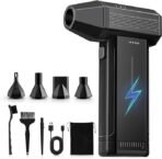 Electric Compressed Air Cleaner 150000RPM Cordless Air Duster with LED Light – 3 Speed Adjustable, USB Rechargeable 6000mAh Battery Mini Air Blower for PC, Laptop, Keyboard & Car Cleaning