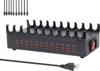 24-Port 300W USB Charging Station with 10 Cables, Multi-Device Fast Charger Stand for Phones, Tablets, Kindle & More