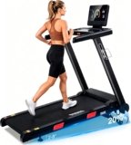 Treadmill for Home with Auto Incline up to 20%, 3.0HP Motor, 10 MPH Running Speed, 18.5” Wide Belt, 350 lbs Capacity, Bluetooth App Control Running Machine