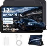 HUIHUANG 12″ Android 16 Tablet – 36GB RAM + 128GB ROM