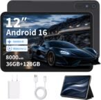 HUIHUANG 12″ Android 16 Tablet – 36GB RAM + 128GB ROM