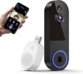 1080P Wireless Doorbell Camera with Receiver, Night Vision, 2-Way Audio, Cloud Storage, AI Human Detection, Live View, Batter