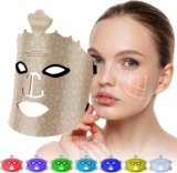 Wireless LED Red Light Therapy Face Mask – Rechargeable Silicone Facial Mask with Eye Protection Cushion, Lightweight Skin Care Device for Anti-Aging & Glowing Skin (Brown)