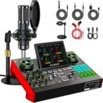 TENLAMP G10 Creator Audio Mixer Bundle with Microphone for Streaming Studio-quality sound with noise reduction, voice effects, auto-tune and Bluetooth for streaming, podcast and singing