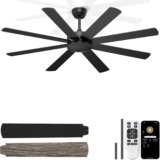 Black Ceiling Fan No Lights for Indoor/