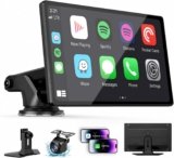 ” Wireless CarPlay Screen with Apple Car Play & Android Auto for Car, OTA Updates, Backup Camera, Bluetooth 5.0, Mirror Link, Voice Control, GPS Navigation, FM, AUX