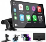 ” Wireless CarPlay Screen with Apple Car Play & Android Auto for Car, OTA Updates, Backup Camera, Bluetooth 5.0, Mirror Link, Voice Control, GPS Navigation, FM, AUX