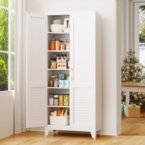 Kitchen Pantry Cabinet, 74.8″ H Tall Storage Cabinet
