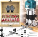 800W Palm Trim Router with 15 Router Bits & Guides