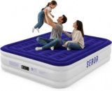 Sebor Queen Air Mattress with Built-in Pump, 18″ Self-Inflating Blow-Up Mattress, High-Speed Pump, Durable Inflatable Airbed with Storage Bag for Guests, Camping & Travel