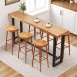 47in Solid Wood Live Edge Bar Table – Bar Height Pub Table with Built-in Footrest, Solid Wood Top & Sturdy Metal Legs for Kitchen, Dining & Bistro Spaces Brand: quanzhoulong