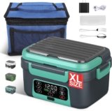 Cordless Electric Heated Lunch Box, 1.5L – 6.3 Cups 100W Rechargeable Smart Self-Heating Food Warmer