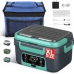 Cordless Electric Heated Lunch Box, 1.5L – 6.3 Cups 100W Rechargeable Smart Self-Heating Food Warmer