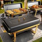 Upgrade your buffet and catering setup with the Sifer 9Qt Chafing Dishes 4-Pack, designed for convenient food serving and professional presentation. Featuring screwless installation, durable stainless steel construction, and foldable, stackable design, these chafing dishes are ideal for parties, events, restaurants, weddings, and family gatherings