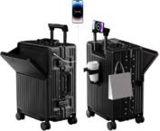 20’’ Carry-On Suitcase – Airline Approved Hard Shell Luggage with TSA Lock, Aluminum Frame, 360° Spinner Wheels (Black)