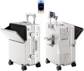 20’’ Carry-On Suitcase – Airline Approved Hard Shell Luggage with TSA Lock, 360° Spinner Wheels & Aluminum Frame, Lightweight Travel Cabin Bag (White)
