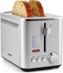 CUSIMAX 2‑Slice Toaster – Wide‑Slot, 7‑Level Browning, Defrost/Reheat Toaster (Silver)