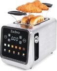 2 Slice Touchscreen Toaster, Stainless Steel Toaster with LED Countdown & Memory Function, 3.5cm Wide Slots, Single-Side Toasting, Sandwich Cage & Warming Rack, 6 Browning Levels, Silver