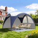 Aoxun 3.5m x 3.5m Dome Shelter with Sides, Camping Gazebo for Garden Parties, Festivals & Outdoor Events Shelter, Tent with Travel Bag, Waterproof 4000mm, UPF50+ UV Sun Protection, Blue