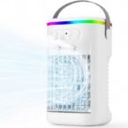 Portable Air Conditioner Cooling Fan, Portable Air Cooler with 1000ML Water Tank, Remote Control, 3 Speeds, 2 Mist Modes, 1-4H Timer, 7 LED, Quiet Mini Air Cooler for Bedroom Office Desk [Energy Class A]