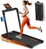 Walking Pad Treadmill with Speaker, 6-in-1 Foldable Under Desk Treadmill for Home & Office, App Compatible, 3.0HP Brushless Motor, 10% Incline, 6.2 MPH Speed, LED Display & 12 HIIT Programs